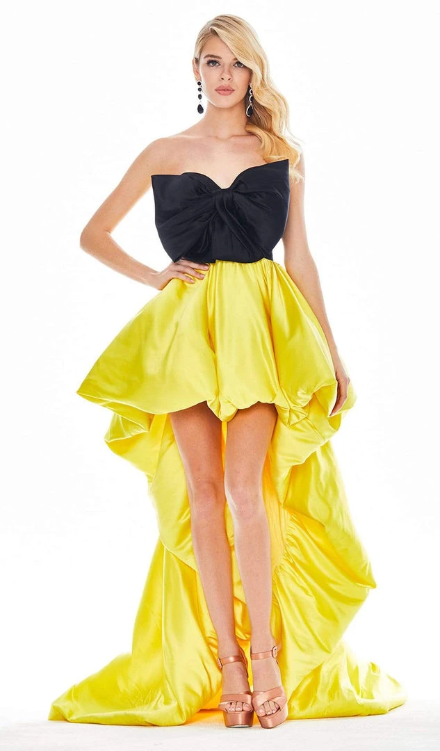 Ashley Lauren - 1874 Bow Accent Strapless High-Lo Bubble Skirt Gown 3 Ashley Lauren - 1874 Bow Accent Strapless High-Lo Bubble Skirt Gown