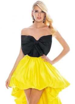 Ashley Lauren - 1874 Bow Accent Strapless High-Lo Bubble Skirt Gown 11 Ashley Lauren - 1874 Bow Accent Strapless High-Lo Bubble Skirt Gown