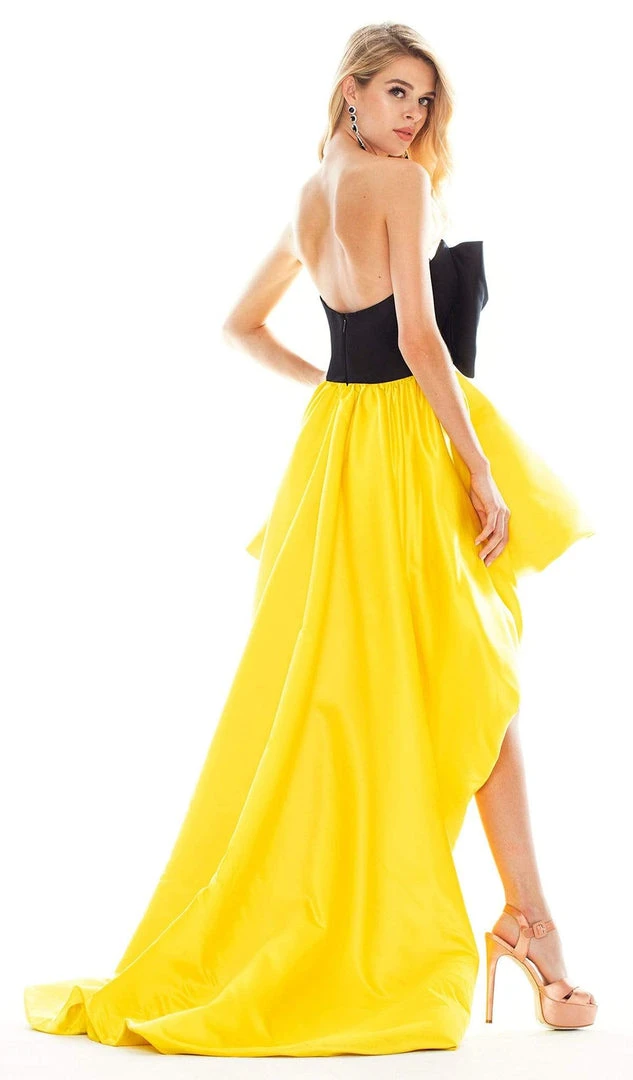 Ashley Lauren - 1874 Bow Accent Strapless High-Lo Bubble Skirt Gown 4 Ashley Lauren - 1874 Bow Accent Strapless High-Lo Bubble Skirt Gown