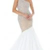 Ashley Lauren - 1981 One Shoulder Crystal Studded Trumpet Gown