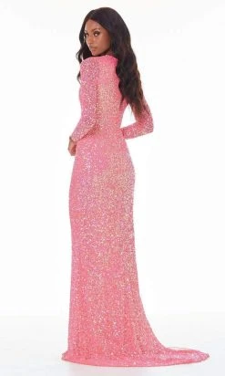 Ashley Lauren - 1985 Long Sleeve Allover Beaded Sheath Gown