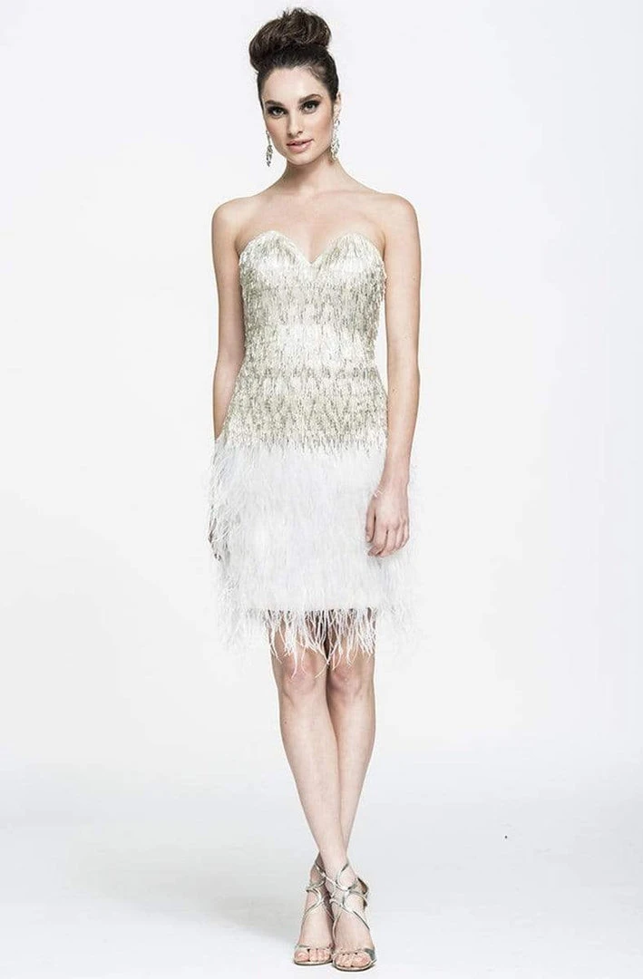 Ashley Lauren - 4002 Silver Fringe Sweetheart Sheath Cocktail Dress 3 Ashley Lauren - 4002 Silver Fringe Sweetheart Sheath Cocktail Dress