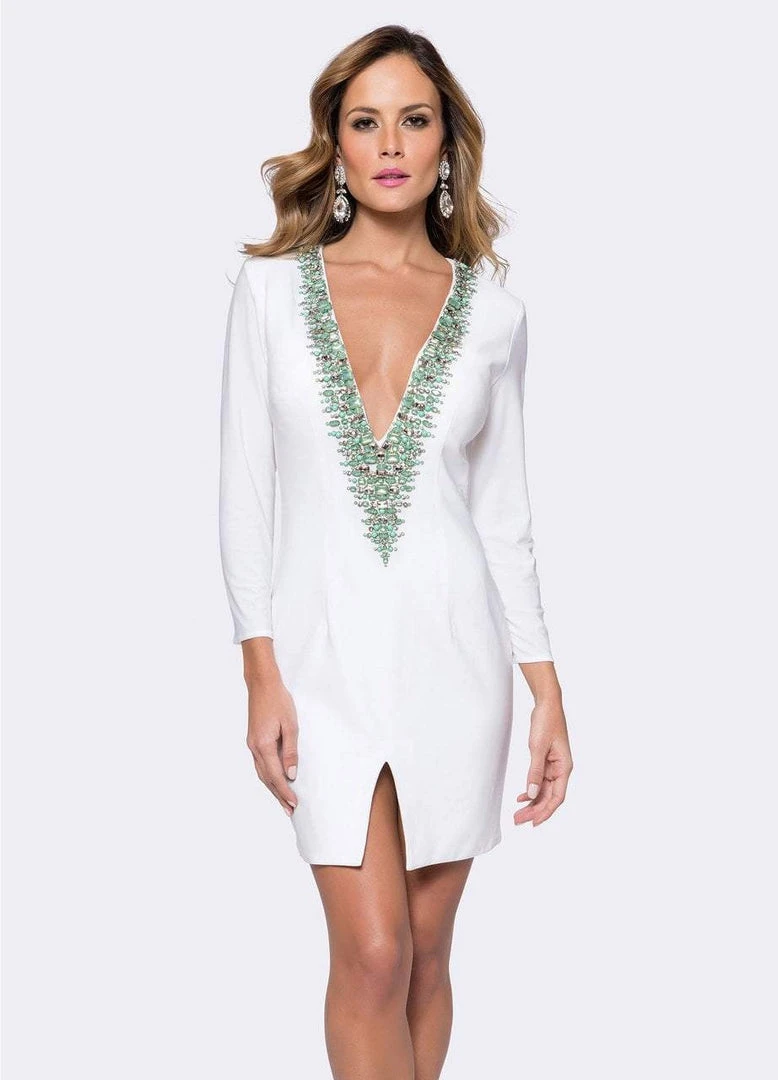 Ashley Lauren - 4038 Turquoise Beaded Jersey Cocktail Dress 4 Ashley Lauren - 4038 Turquoise Beaded Jersey Cocktail Dress