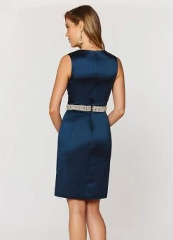 Ashley Lauren - 4048 Pearl & Rhinestone Belted Cocktail Dress