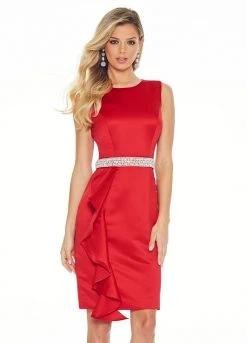 Ashley Lauren - 4048 Pearl & Rhinestone Belted Cocktail Dress