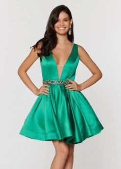 Ashley Lauren - 4049 Beaded Belt A-Line Cocktail Dress