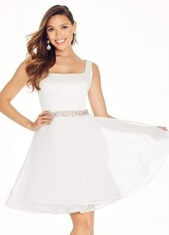 Ashley Lauren - 4061 Crystal Beaded Square Neck Organza Cocktail Dress