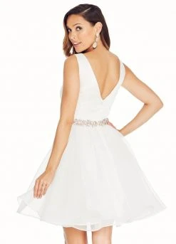 Ashley Lauren - 4061 Crystal Beaded Square Neck Organza Cocktail Dress