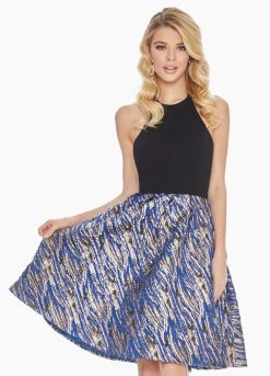 Ashley Lauren - 4075 Halter Brocade A-Line Cocktail Dress