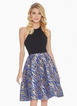 Ashley Lauren - 4075 Halter Brocade A-Line Cocktail Dress