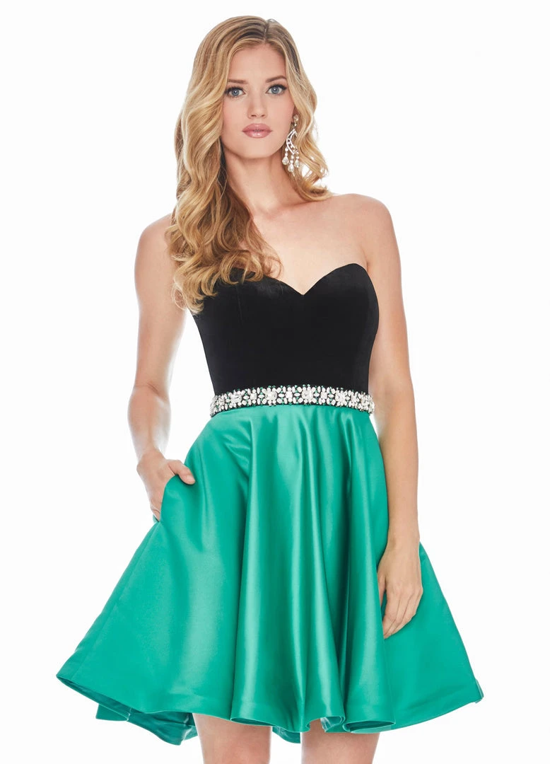 Ashley Lauren - 4078 Crystal Beaded Velvet Satin A-line Dress 3 Ashley Lauren - 4078 Crystal Beaded Velvet Satin A-line Dress