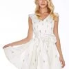 Ashley Lauren - 4080 Beaded Cap Sleeve Bow-Ornate Satin Dress