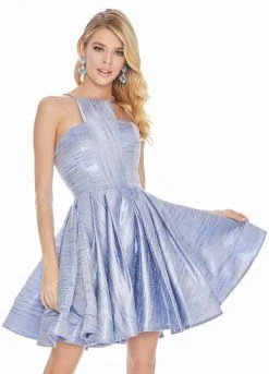 Ashley Lauren - 4081 Cut-In Halter Metallic A-Line Dress