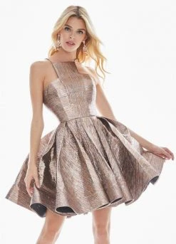 Ashley Lauren - 4106 Halter Brocade A-line Dress