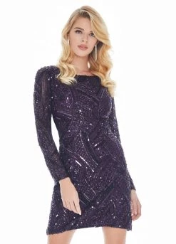 Ashley Lauren - 4122 Fully Beaded Long Sleeve Sheath Cocktail Dress 17 Ashley Lauren - 4122 Fully Beaded Long Sleeve Sheath Cocktail Dress