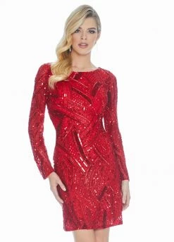 Ashley Lauren - 4122 Fully Beaded Long Sleeve Sheath Cocktail Dress 19 Ashley Lauren - 4122 Fully Beaded Long Sleeve Sheath Cocktail Dress