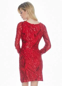 Ashley Lauren - 4122 Fully Beaded Long Sleeve Sheath Cocktail Dress 20 Ashley Lauren - 4122 Fully Beaded Long Sleeve Sheath Cocktail Dress