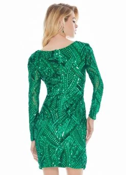Ashley Lauren - 4122 Fully Beaded Long Sleeve Sheath Cocktail Dress 16 Ashley Lauren - 4122 Fully Beaded Long Sleeve Sheath Cocktail Dress
