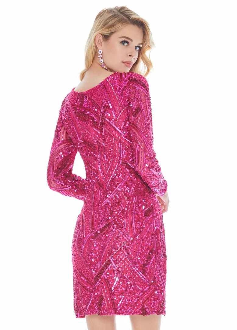 Ashley Lauren - 4122 Fully Beaded Long Sleeve Sheath Cocktail Dress 4 Ashley Lauren - 4122 Fully Beaded Long Sleeve Sheath Cocktail Dress