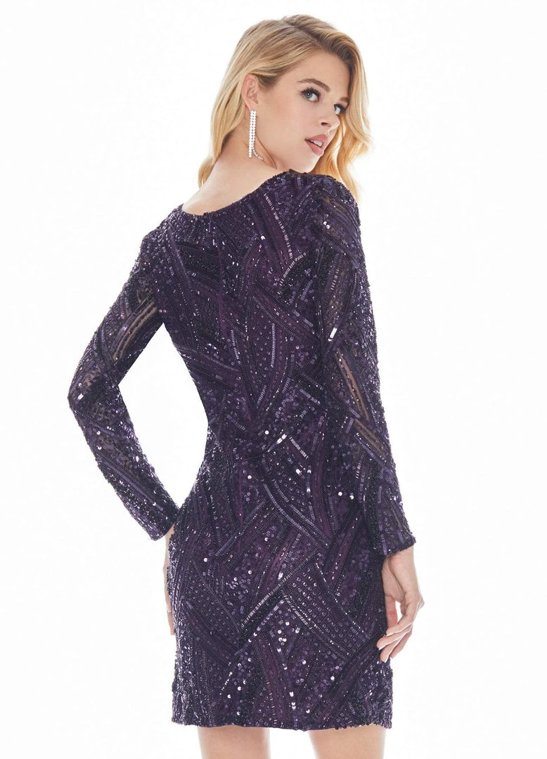 Ashley Lauren - 4122 Fully Beaded Long Sleeve Sheath Cocktail Dress 8 Ashley Lauren - 4122 Fully Beaded Long Sleeve Sheath Cocktail Dress