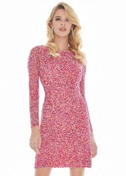 Ashley Lauren - 4130 Multi-Color Sequined Long Sleeve Sheath Dress