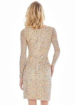 Ashley Lauren - 4130 Multi-Color Sequined Long Sleeve Sheath Dress