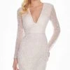 Ashley Lauren - 4131 Embellished Plunging V-neck Sheath Dress 2 Ashley Lauren - 4131 Embellished Plunging V-neck Sheath Dress