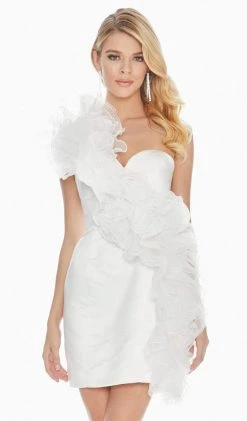 Ashley Lauren - 4170 One Shoulder Ruffled Sheath Dress