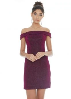 Ashley Lauren - 4240 Off-Shoulder Metallic Scuba Fitted Dress 14 Ashley Lauren - 4240 Off-Shoulder Metallic Scuba Fitted Dress