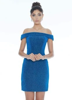 Ashley Lauren - 4240 Off-Shoulder Metallic Scuba Fitted Dress 17 Ashley Lauren - 4240 Off-Shoulder Metallic Scuba Fitted Dress