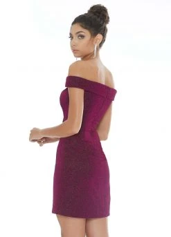 Ashley Lauren - 4240 Off-Shoulder Metallic Scuba Fitted Dress 15 Ashley Lauren - 4240 Off-Shoulder Metallic Scuba Fitted Dress