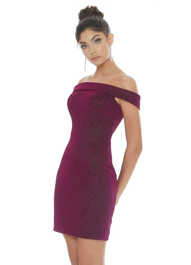 Ashley Lauren - 4240 Off-Shoulder Metallic Scuba Fitted Dress 8 Ashley Lauren - 4240 Off-Shoulder Metallic Scuba Fitted Dress