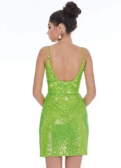 Ashley Lauren - 4275 Sequined Plunging V-neck Fitted Dress