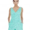 Ashley Lauren - 4286 Sleeveless V Neck Full Sequins Romper