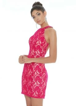 Ashley Lauren - 4292 Halter Beaded Lace Cocktail Dress