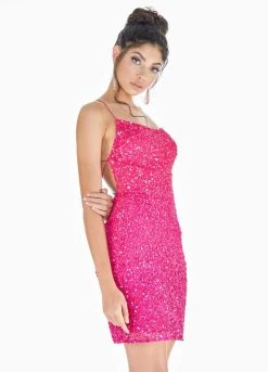 Ashley Lauren - 4293 Beaded Lace-Up Sheath Cocktail Dress