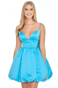 Ashley Lauren - 4296 Deep V-neck Satin Dress With Bow 12 Ashley Lauren - 4296 Deep V-neck Satin Dress With Bow