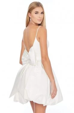 Ashley Lauren - 4296 Deep V-neck Satin Dress With Bow 11 Ashley Lauren - 4296 Deep V-neck Satin Dress With Bow