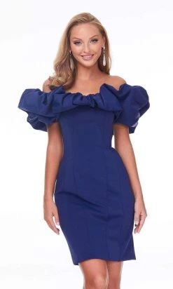 Ashley Lauren - 4337 Puff Ruffle Off Shoulder Sheath Cocktail Dress