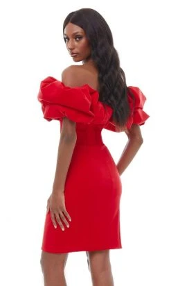 Ashley Lauren - 4337 Puff Ruffle Off Shoulder Sheath Cocktail Dress