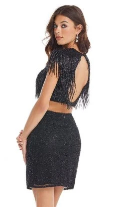 Ashley Lauren - 4397 Two Piece Sequined Fringe Fitted Dress 8 Ashley Lauren - 4397 Two Piece Sequined Fringe Fitted Dress