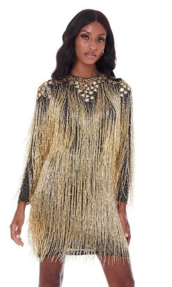 Ashley Lauren - 4414 Fringe Jewel Sheath Cocktail Dress 12 Ashley Lauren - 4414 Fringe Jewel Sheath Cocktail Dress