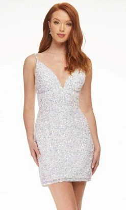 Ashley Lauren - 4436 Plunging V-Neck Empire Sheath Dress