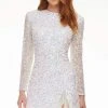 Ashley Lauren - 4438 Beaded Long Sleeve Fringe Sheath Dress 2 Ashley Lauren - 4438 Beaded Long Sleeve Fringe Sheath Dress