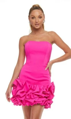 Ashley Lauren - 4443 Strapless Minimal Ruffled Short Dress 7 Ashley Lauren - 4443 Strapless Minimal Ruffled Short Dress