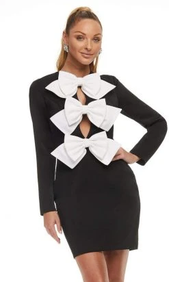 Ashley Lauren - 4449 Jewel Bow Details Short Dress