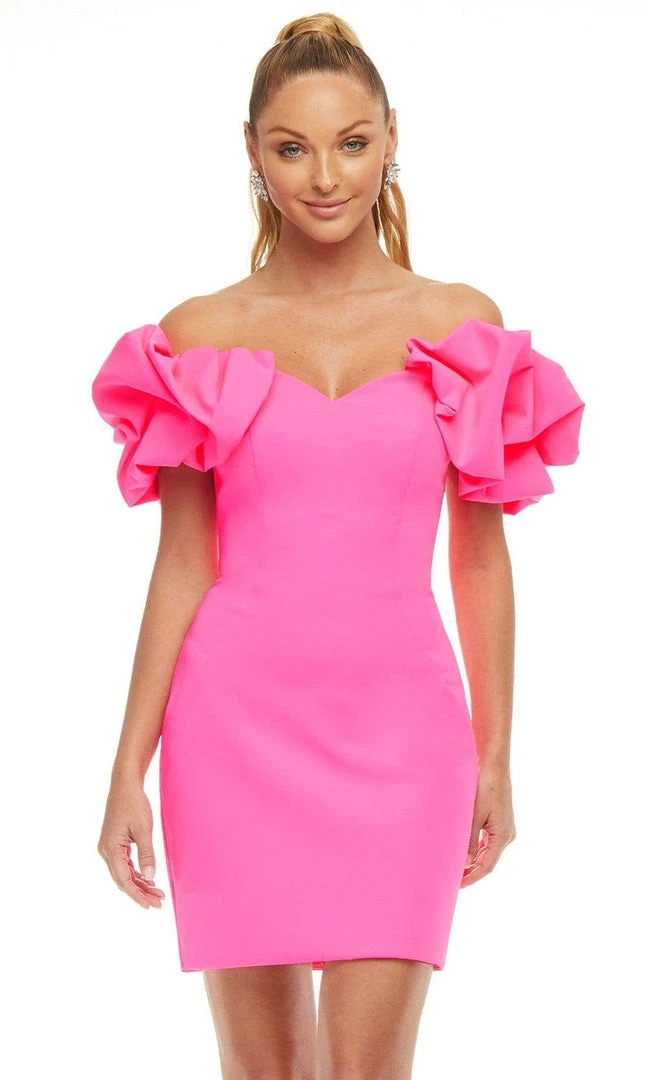 Ashley Lauren - 4451 Ruffled Sleeves Off Shoulder Dress 3 Ashley Lauren - 4451 Ruffled Sleeves Off Shoulder Dress