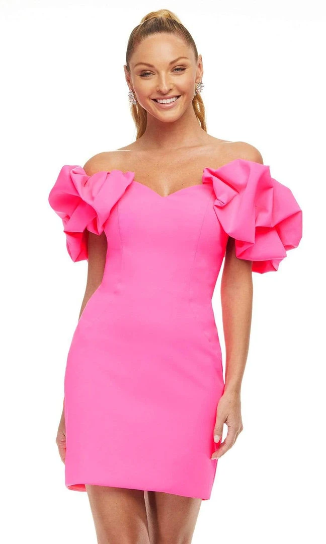 Ashley Lauren - 4451 Ruffled Sleeves Off Shoulder Dress 5 Ashley Lauren - 4451 Ruffled Sleeves Off Shoulder Dress