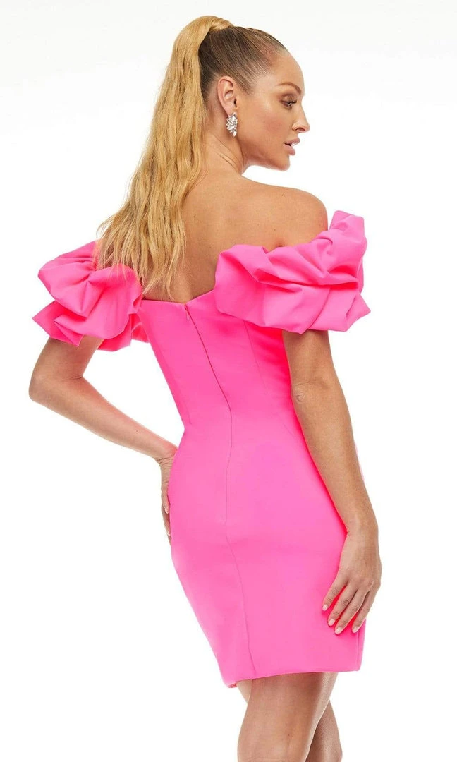 Ashley Lauren - 4451 Ruffled Sleeves Off Shoulder Dress 4 Ashley Lauren - 4451 Ruffled Sleeves Off Shoulder Dress