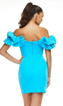 Ashley Lauren - 4451 Ruffled Sleeves Off Shoulder Dress 12 Ashley Lauren - 4451 Ruffled Sleeves Off Shoulder Dress